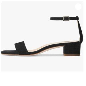 XYD Black Open Toe Ankle Strap Buckled Low Chunky Heels Block Pumps Shoes